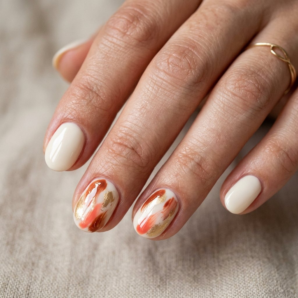 Abstract Brushstroke Design on Cream Base