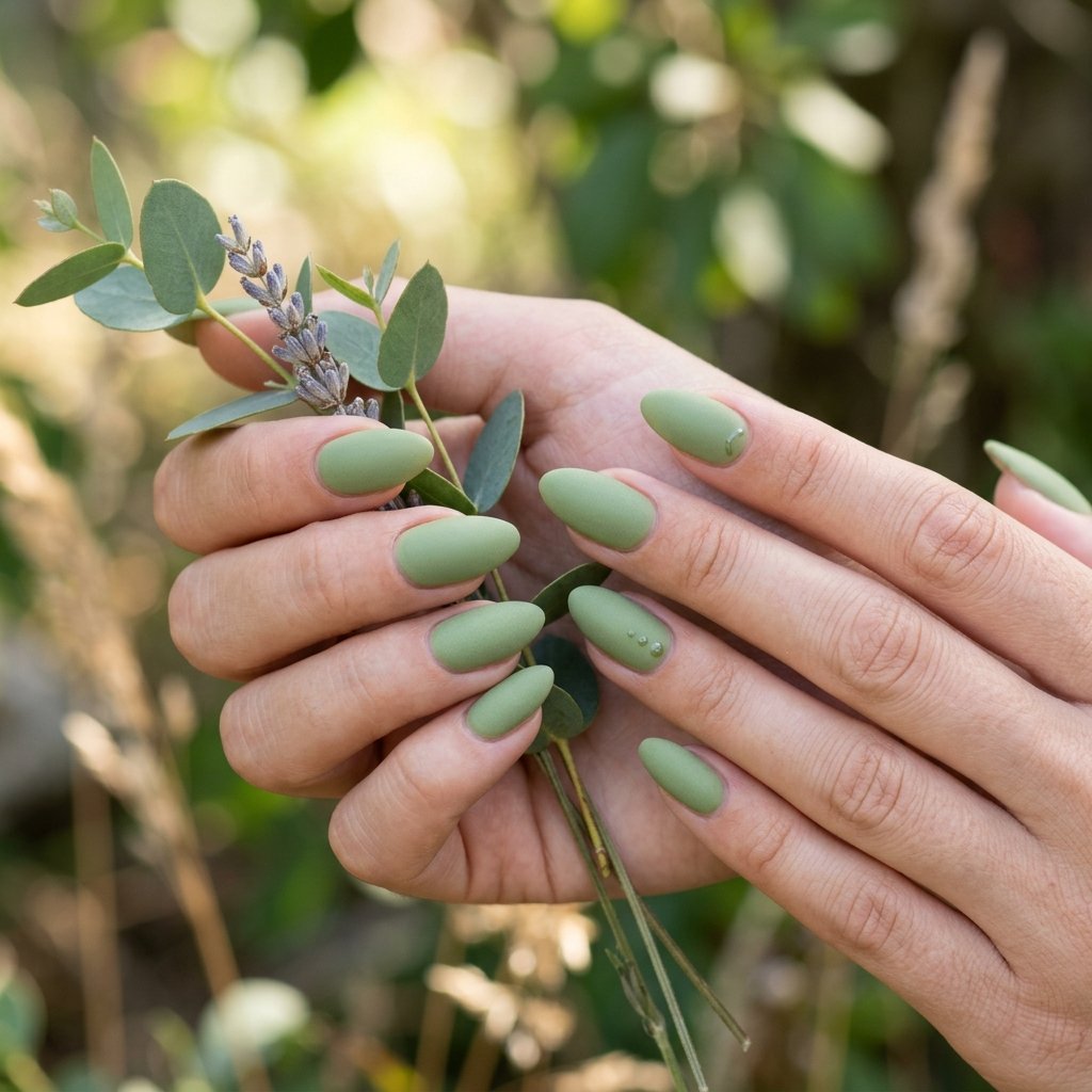 Matte Matcha Minimal Nails
