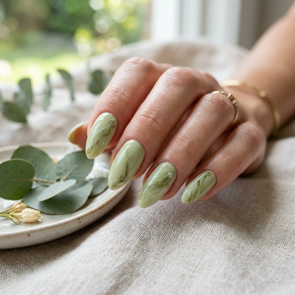 Matcha Marble Nails