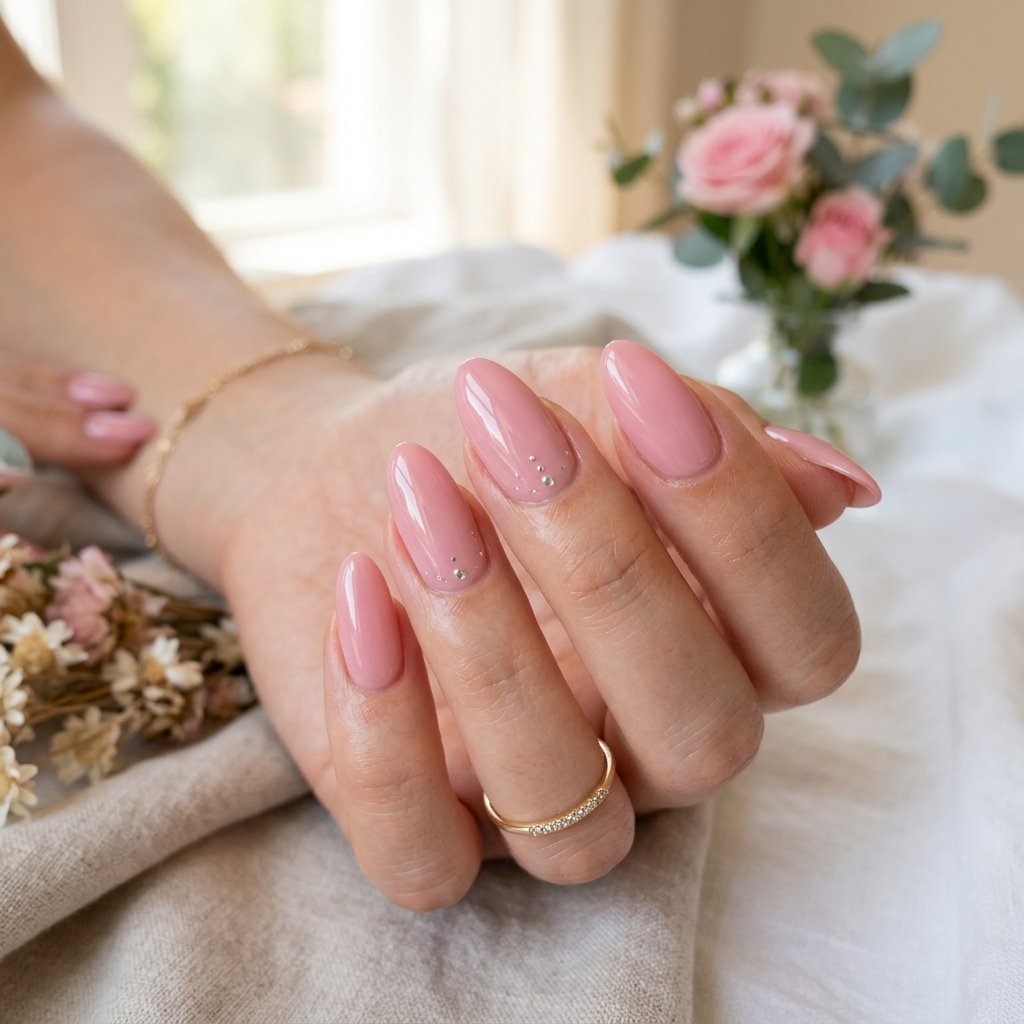 Rose Pink Minimal Nails