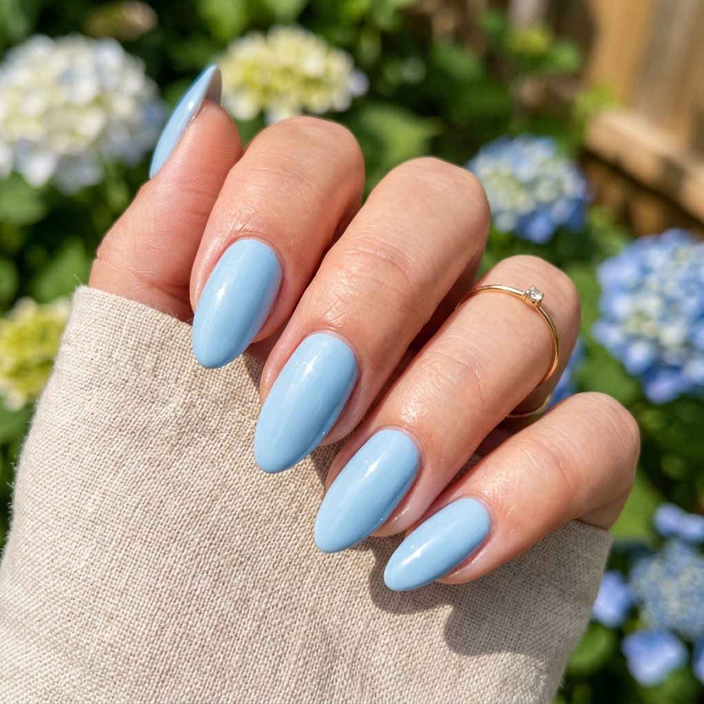 Sky Blue Almond Nails