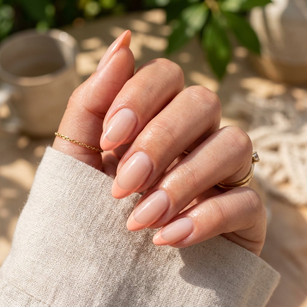 Pale Coral French Nails