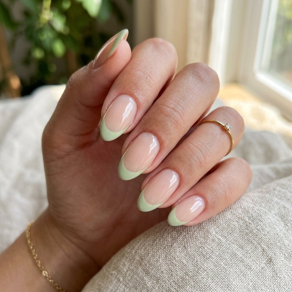 Matcha French Tip Nails