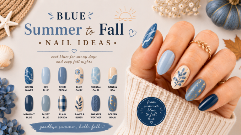 Blue Summer to Fall Nails