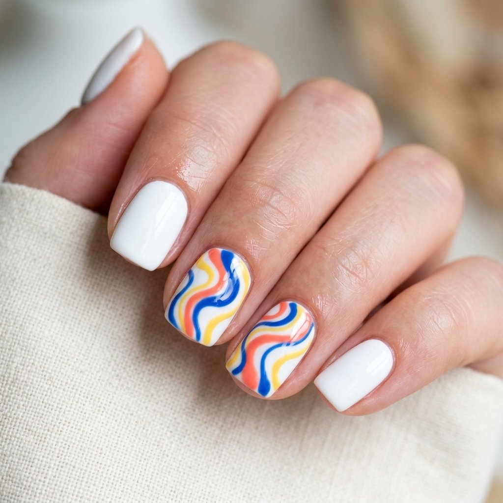 Colorful Swirl Design on White Base