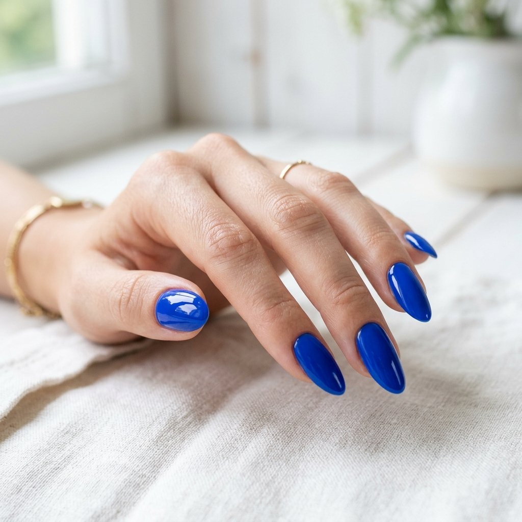 Bold Cobalt Blue Glossy Nails