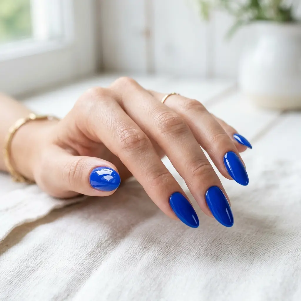 Bold Cobalt Blue Glossy Nails