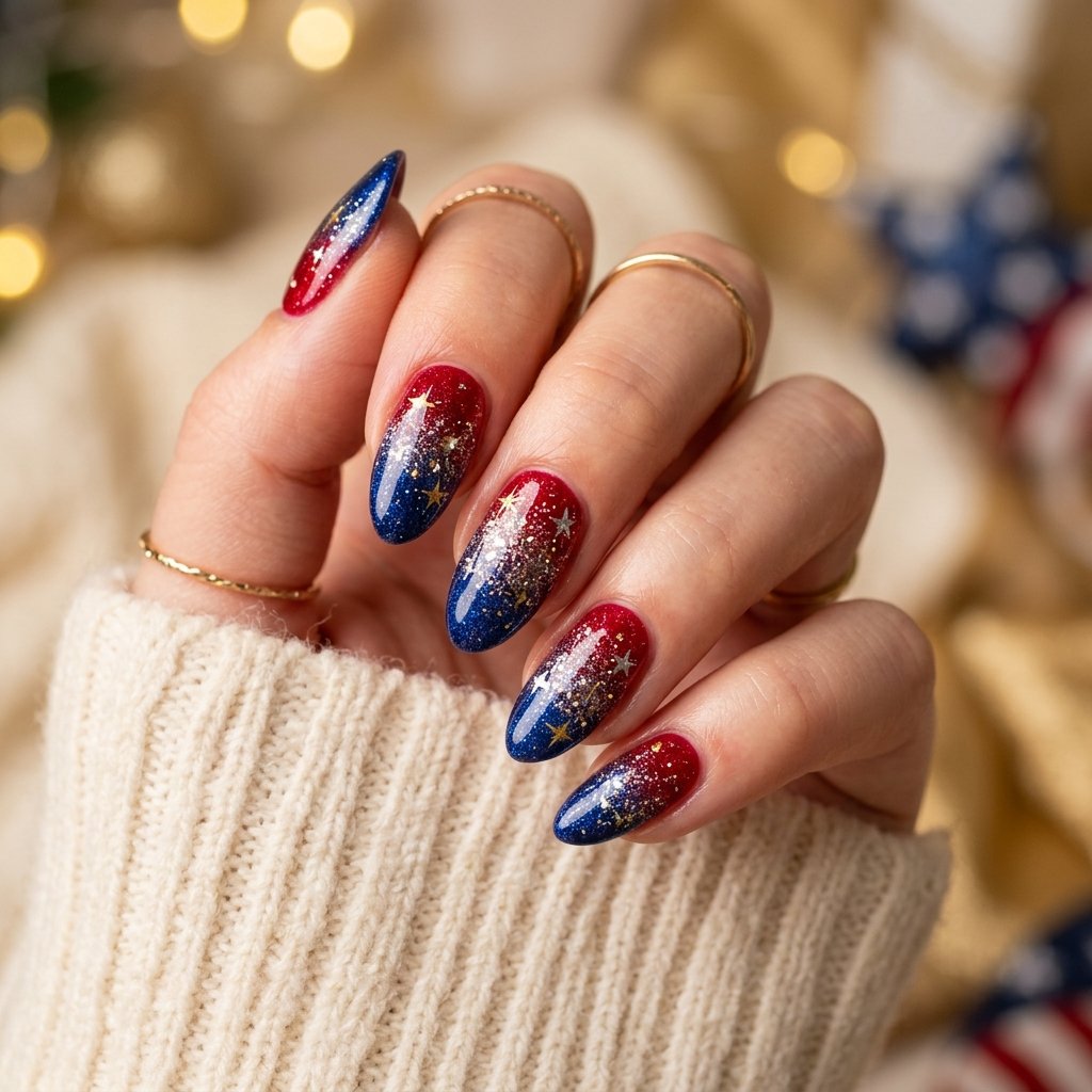 Glitter Star Ombre Nails