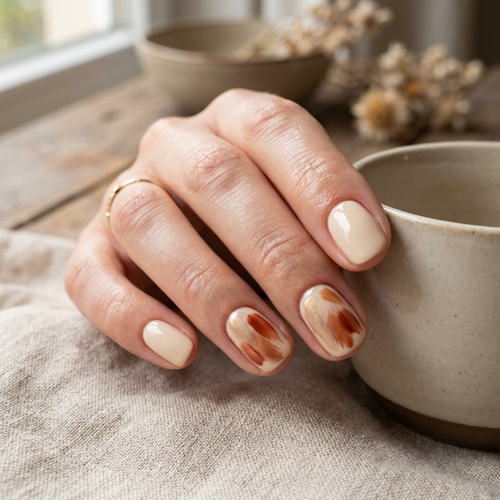 Abstract Brushstroke Design on Cream Base