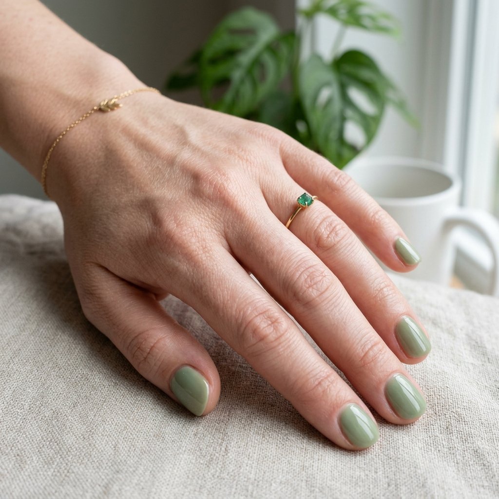 Short Matcha Green Nails