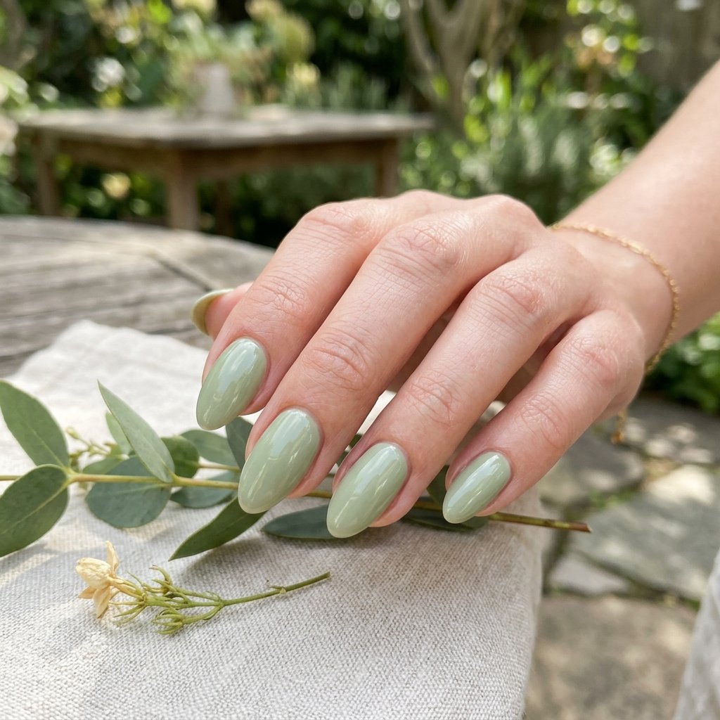 Soft Sage Matcha Nails