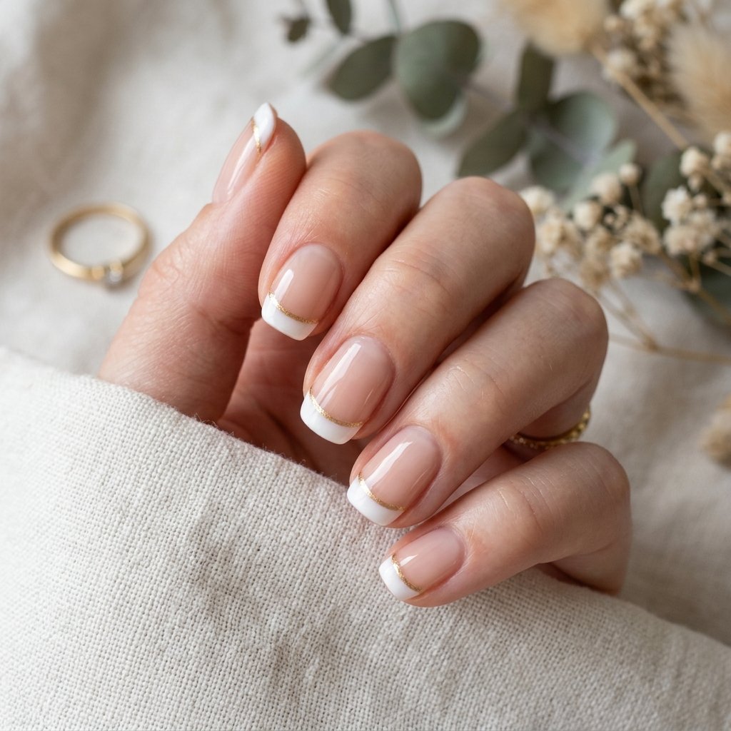 French Tips with a Colored Line Separation