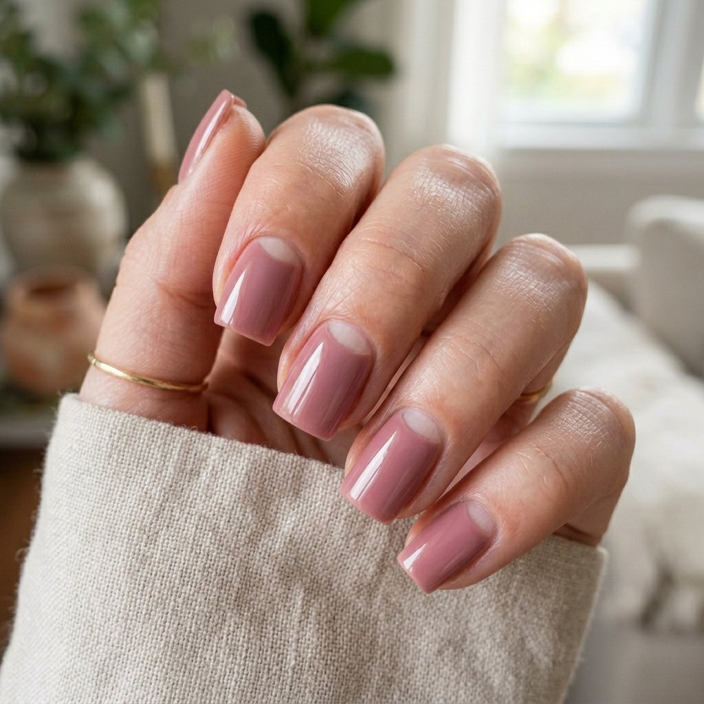 Half-Moon Design on Short Square Nails