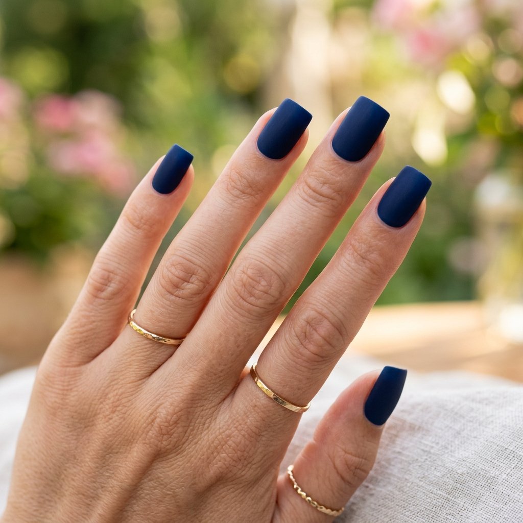 Deep Navy Ultra Matte Square Nails