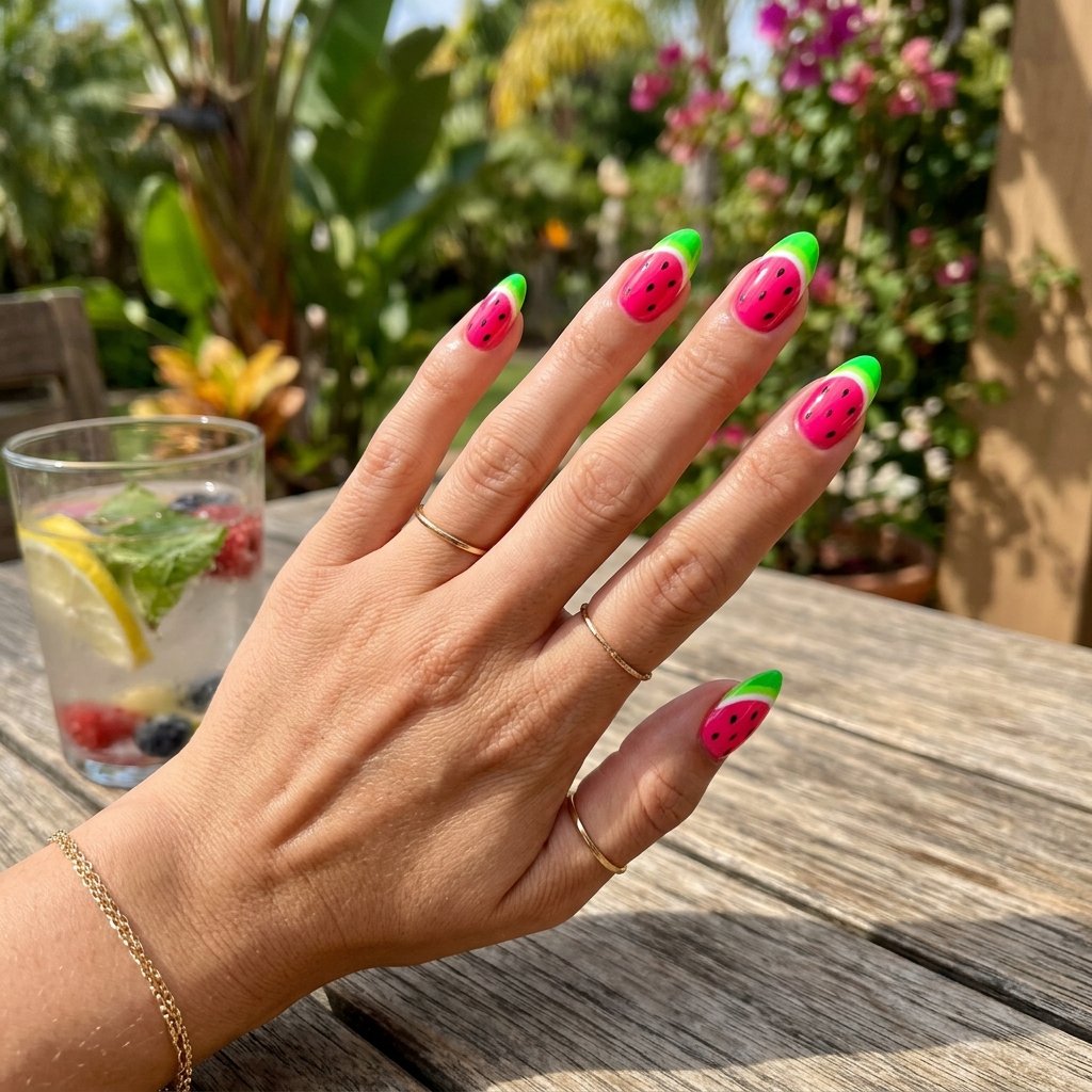 Neon Watermelon Nails
