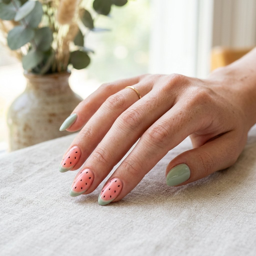 Pastel Watermelon Nails