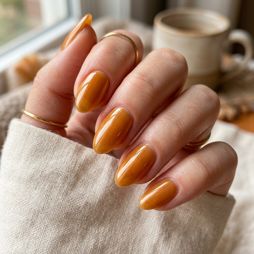 Glazed Honey Short Almond Nails