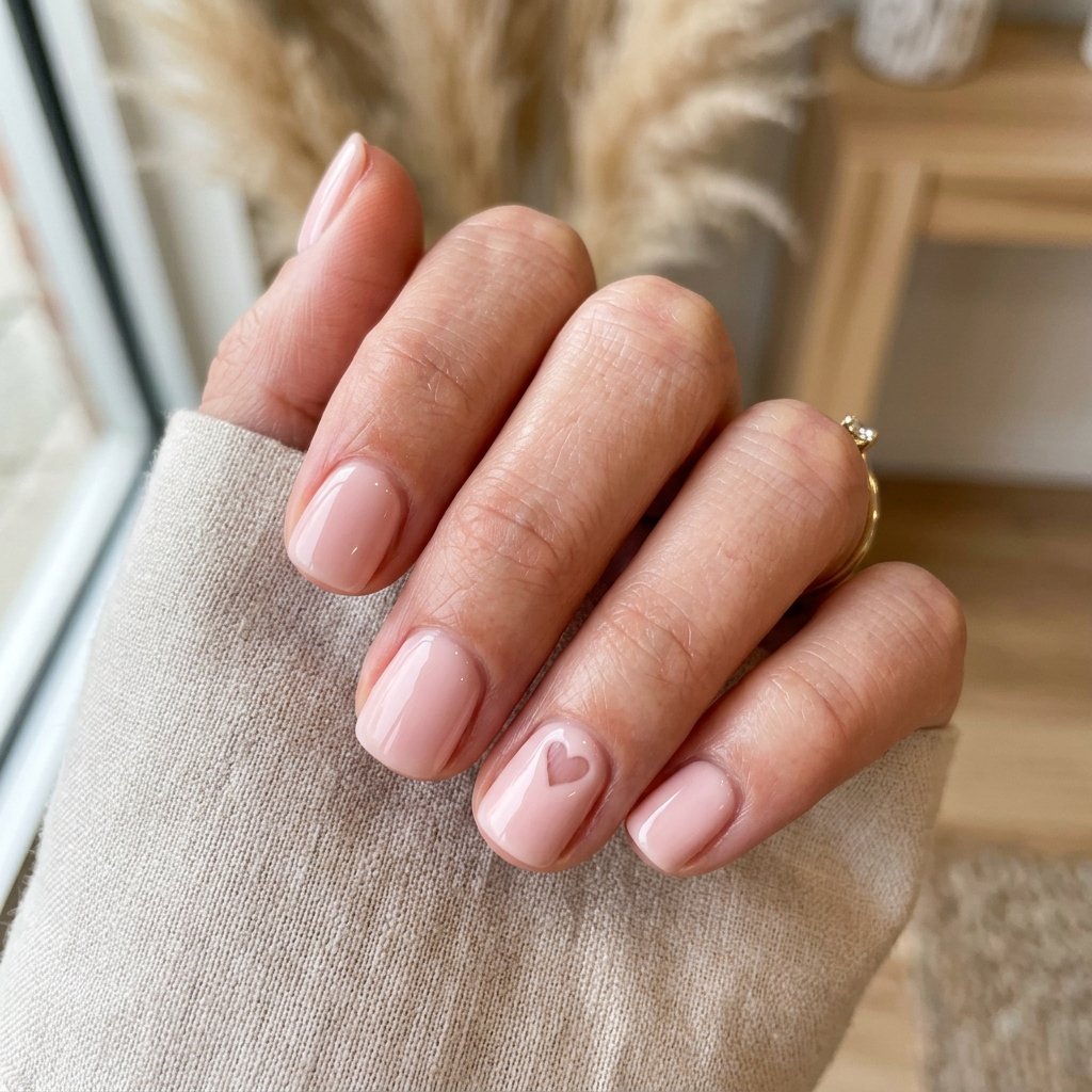 Negative Space Heart Detail on Soft Pink Base