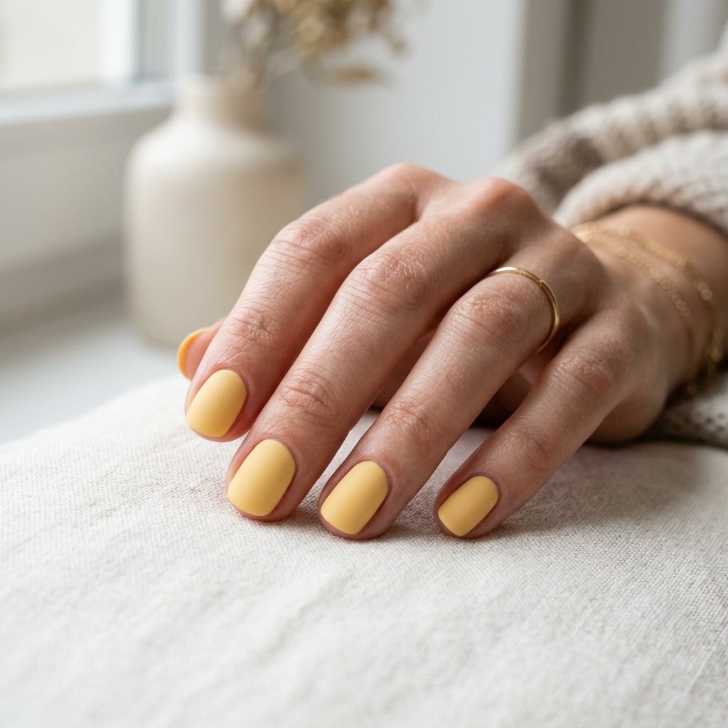 Butter Yellow Matte Short Nails