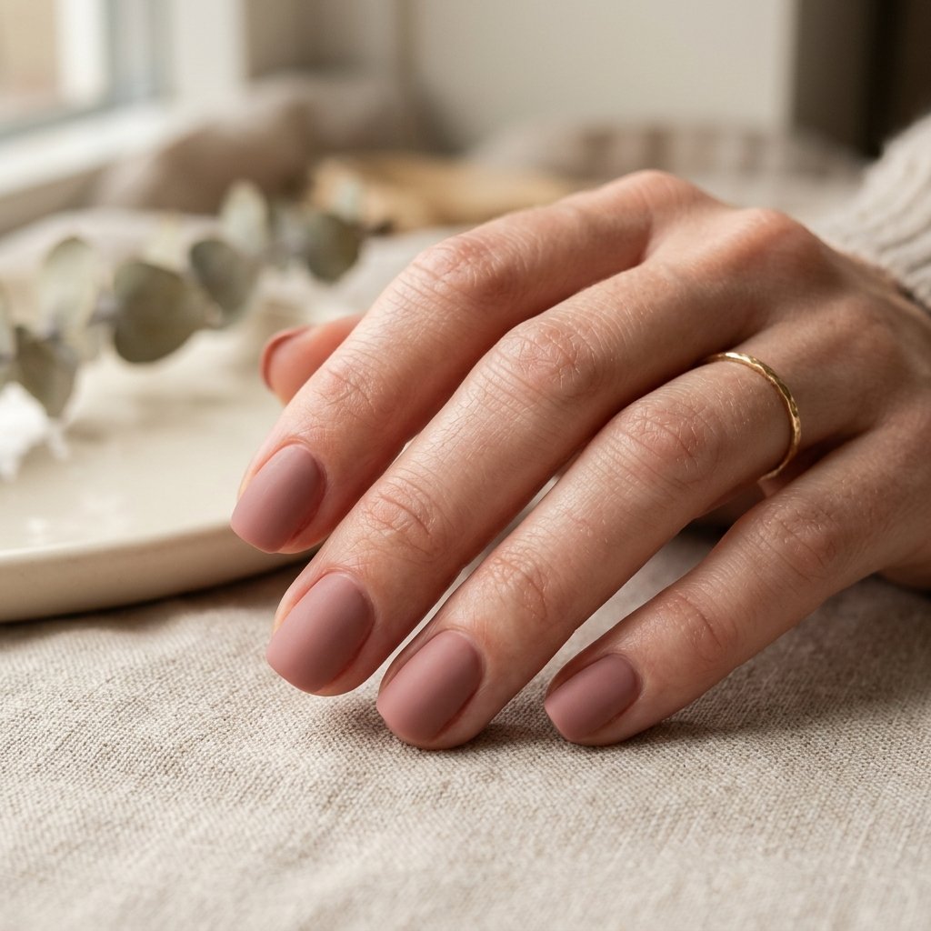 Dusty Rose Matte Short Nails