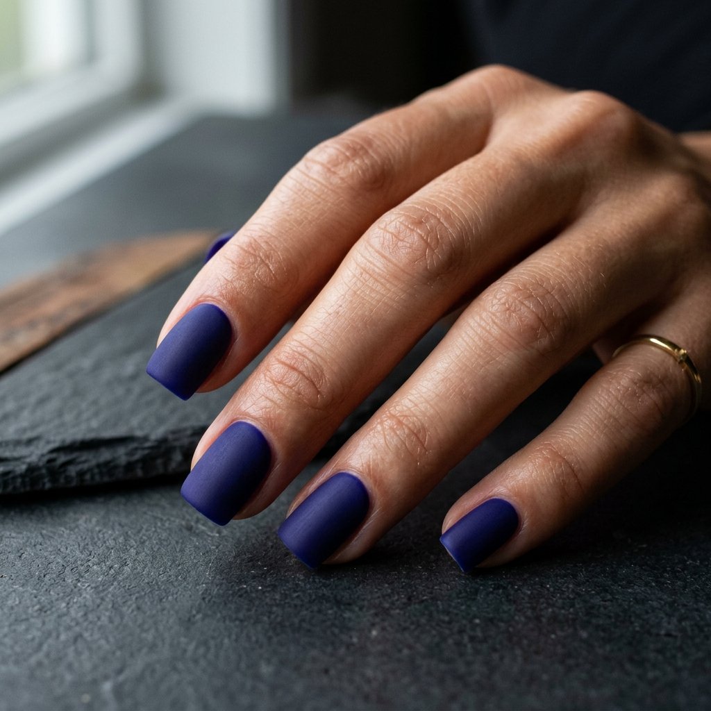 Deep Indigo Ultra Matte Short Square Nails