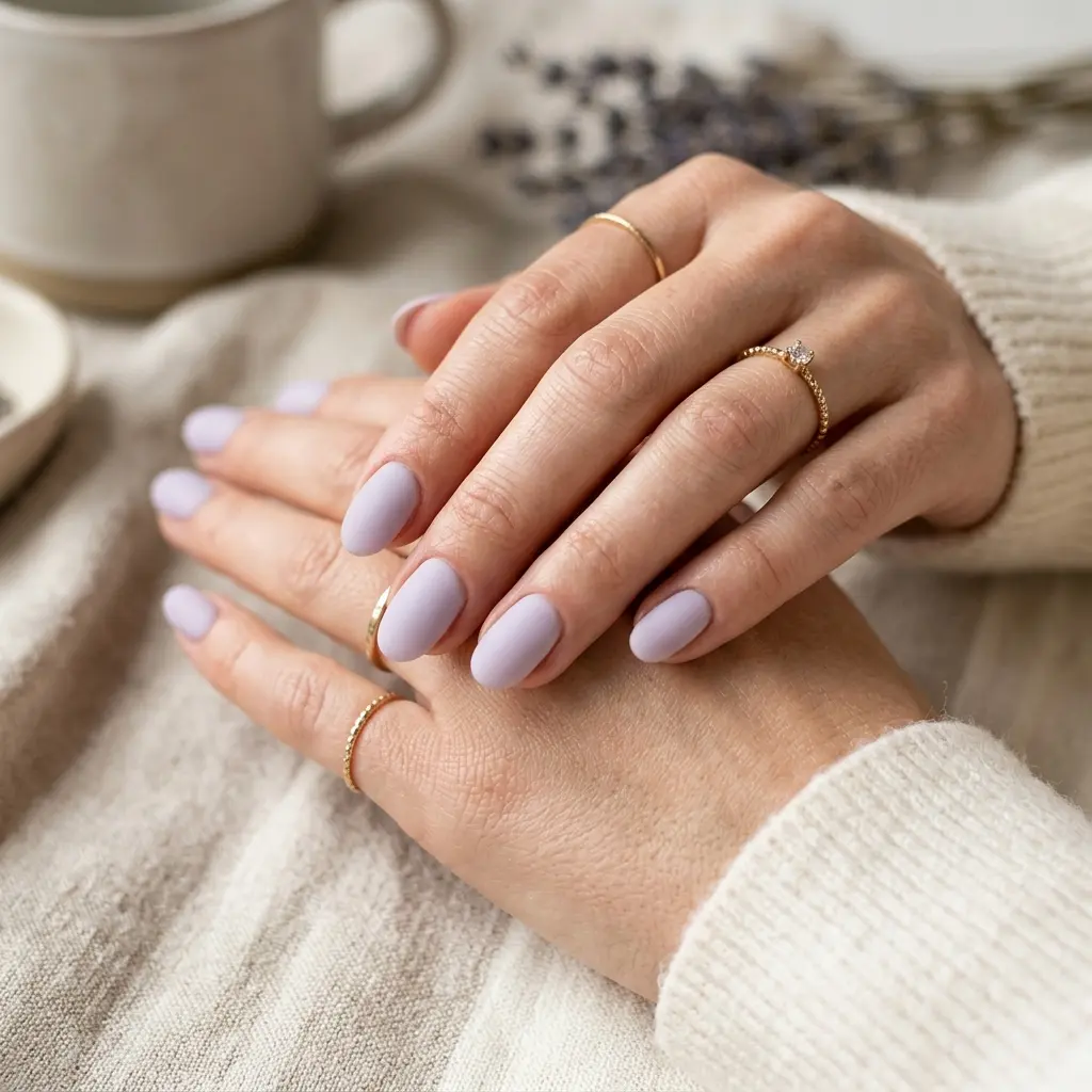 17 Short Nails Acrylic Ideas That Look Cute, Durable, and Stylish Upgrade Your Nail Game Today 9 Soft Lavender Matte Short Acrylic Oval Nails