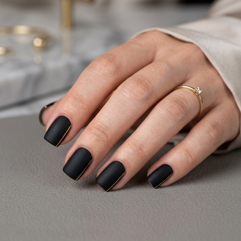 Black Matte with Fine Gold Tip Line
