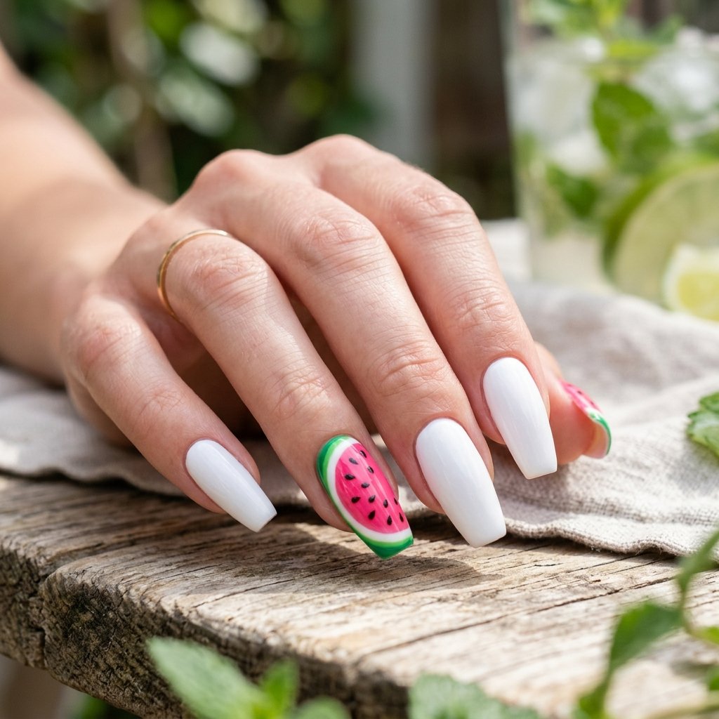 Half Watermelon Nails
