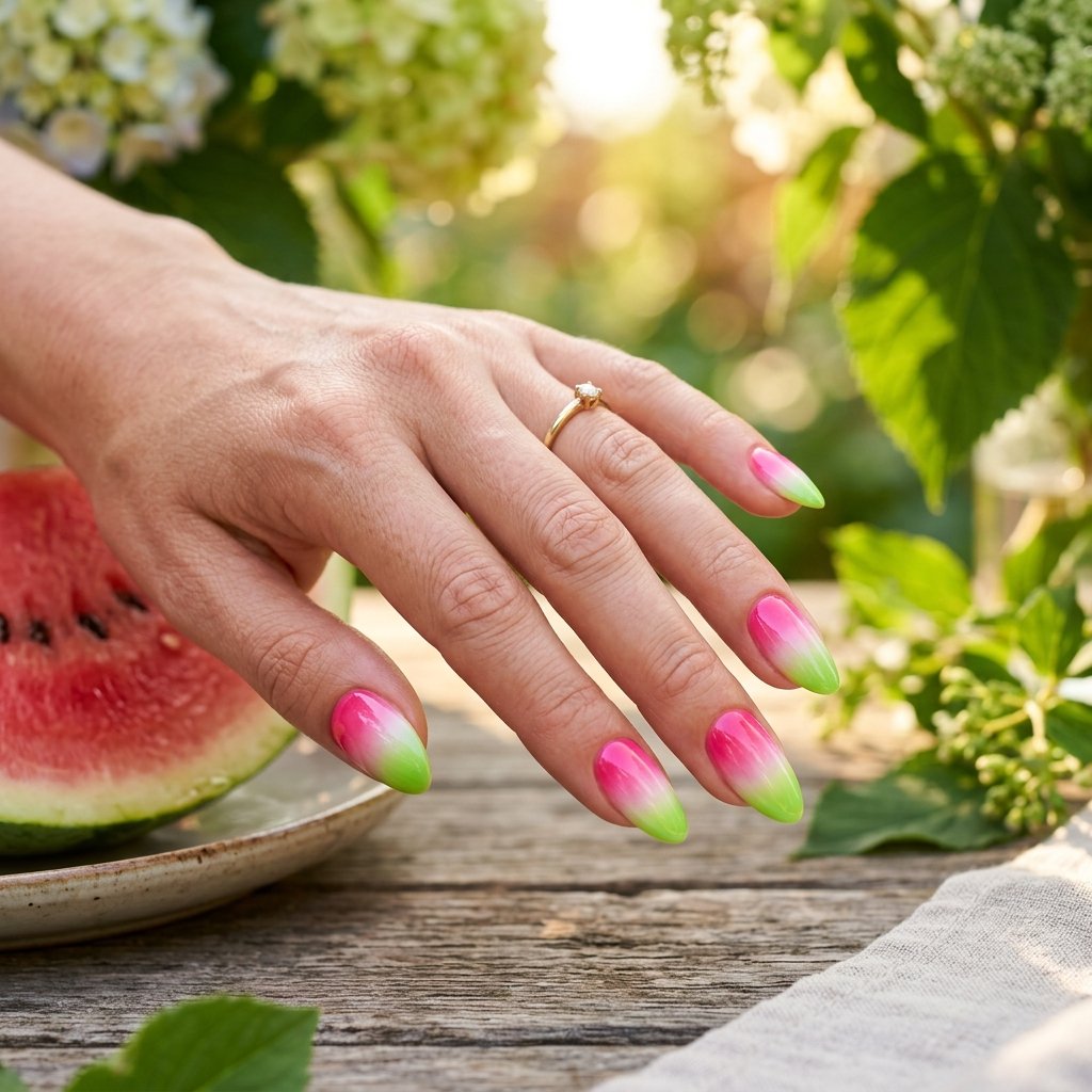 Watermelon Ombre Nails
