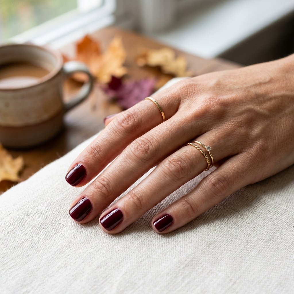 Soft Burgundy September Nails