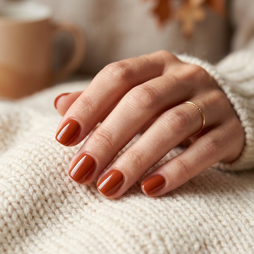 Burnt Orange Minimal Nails