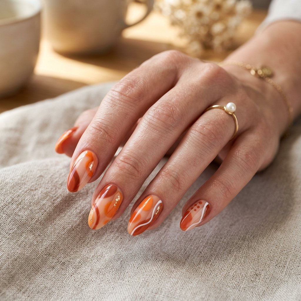 Abstract Orange Nails