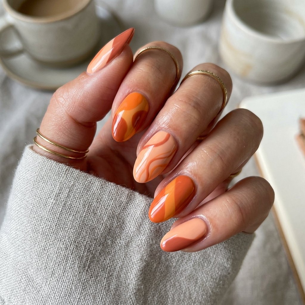 Abstract Orange Nails