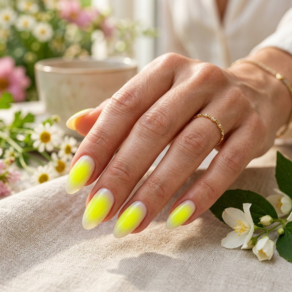 Neon Yellow Aura Nails