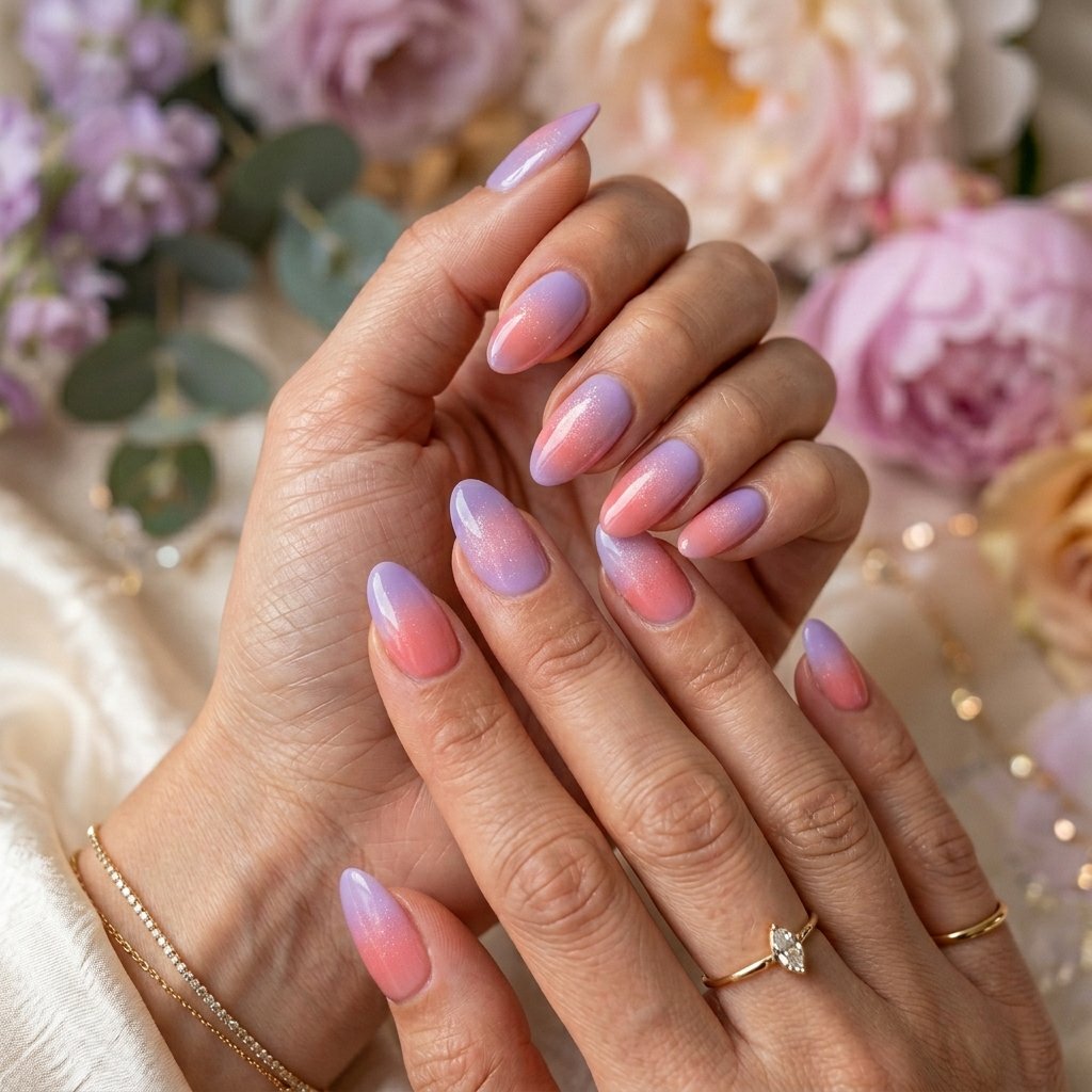 Dual Lavender and Pink Aura Nails
