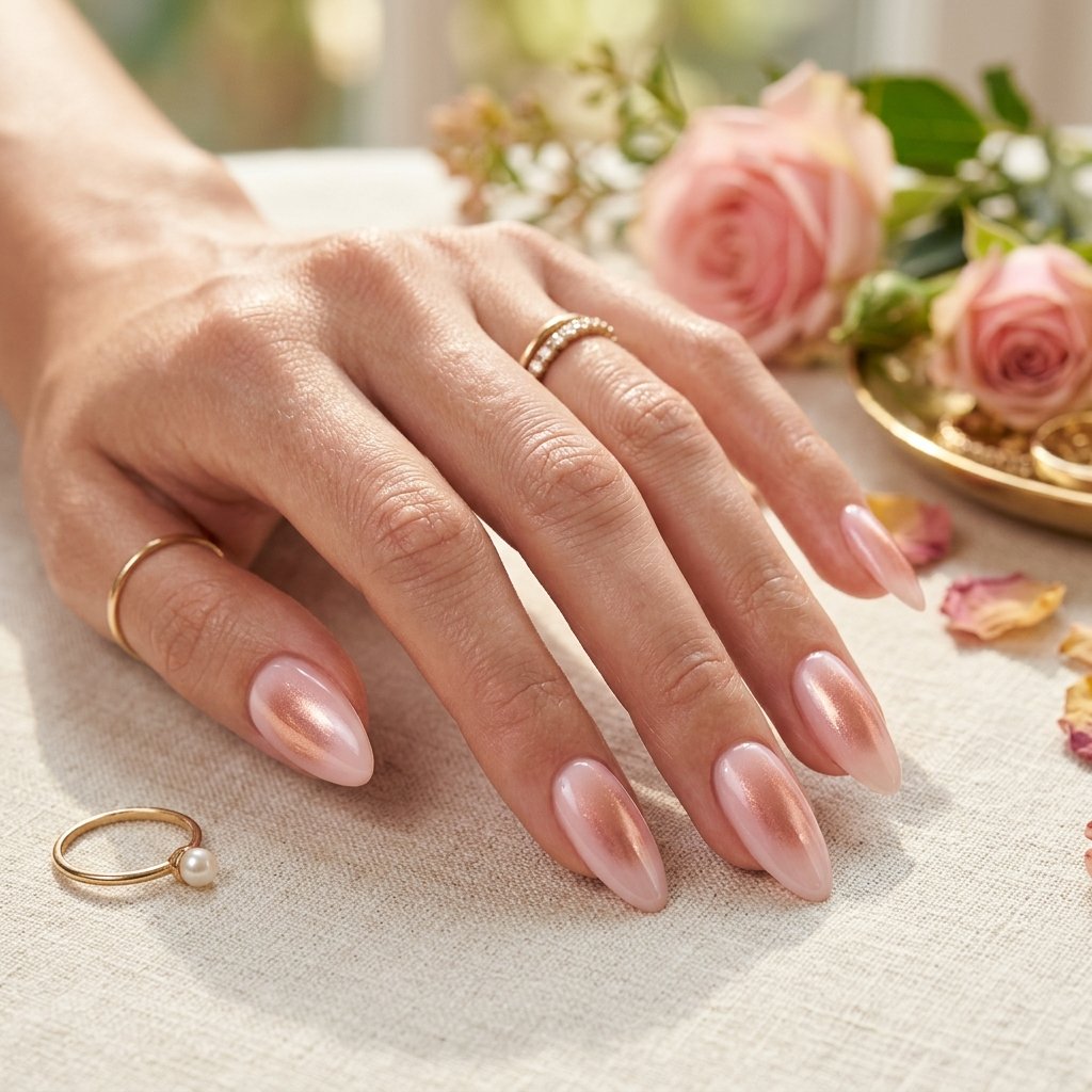 Rose Gold Aura on Milky Pink Base