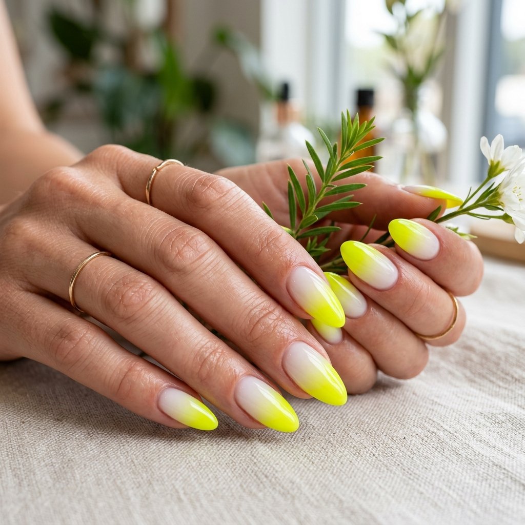 Neon Yellow Ombre from White