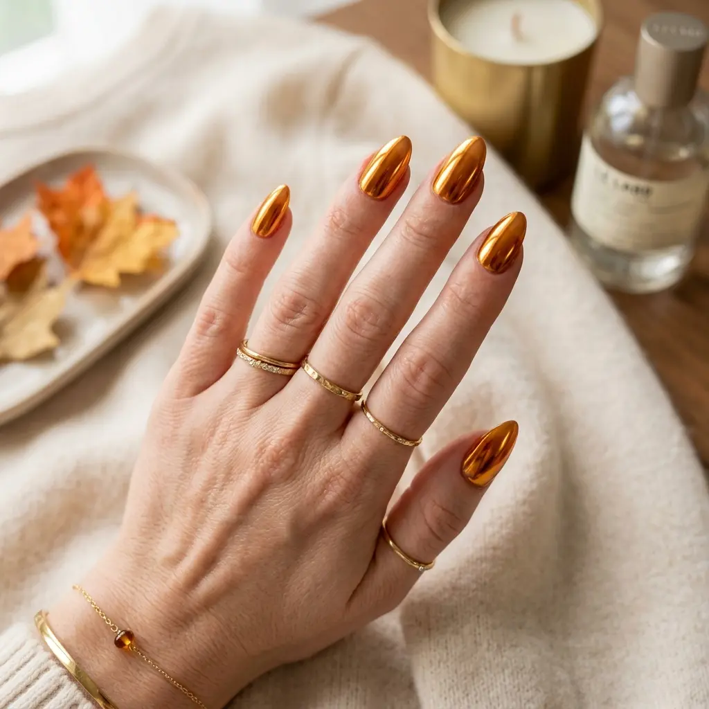 Amber Chrome Nail Art
