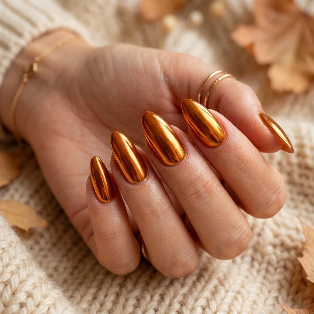 Amber Chrome Nails