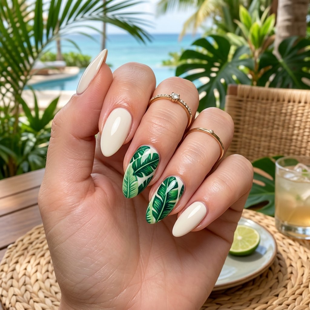 Banana Leaf Pattern Nails