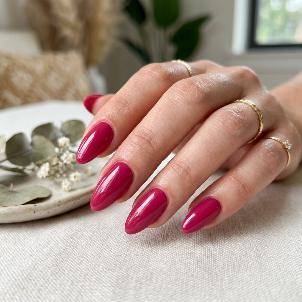 Berry Pink Almond Nails