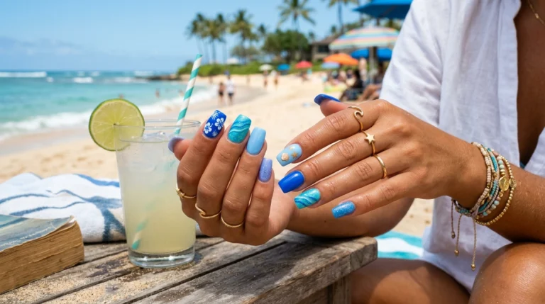 Blue Summer Nails