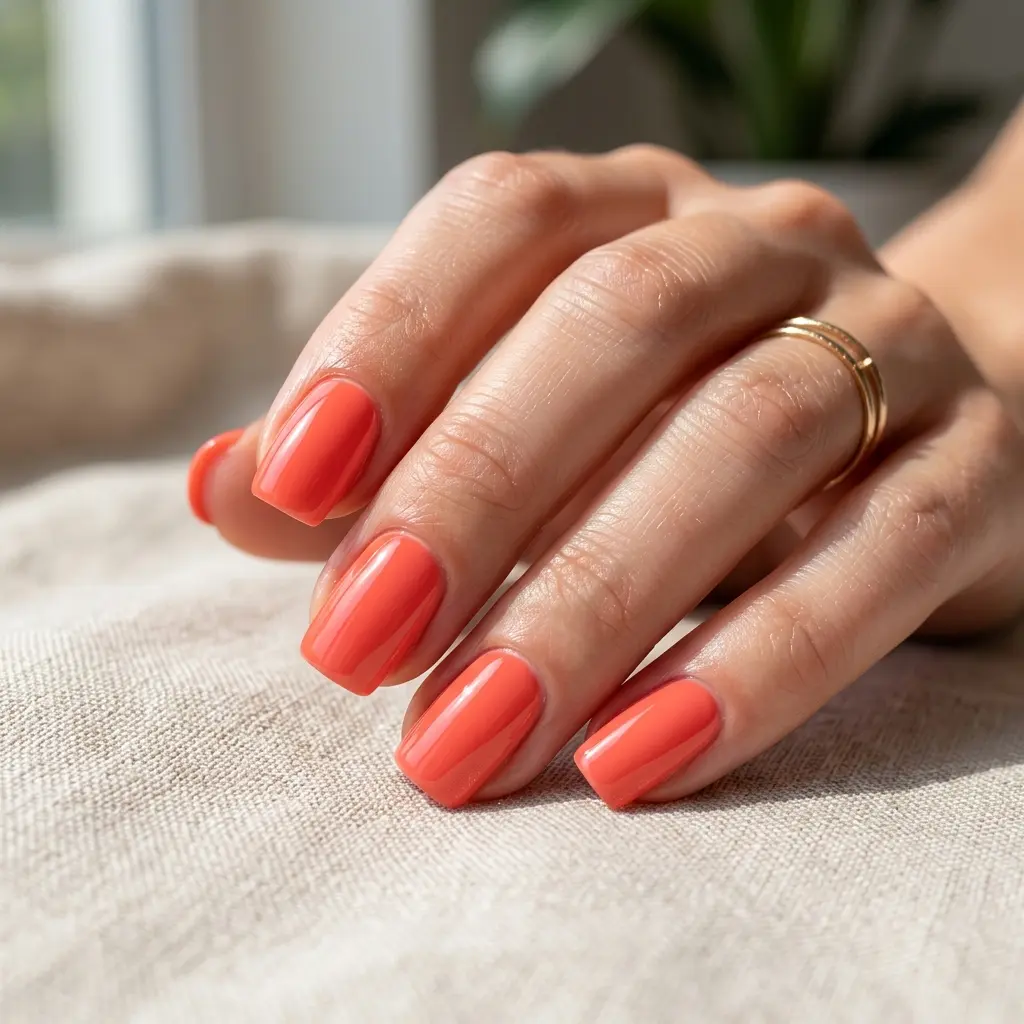 Bright Coral Nails