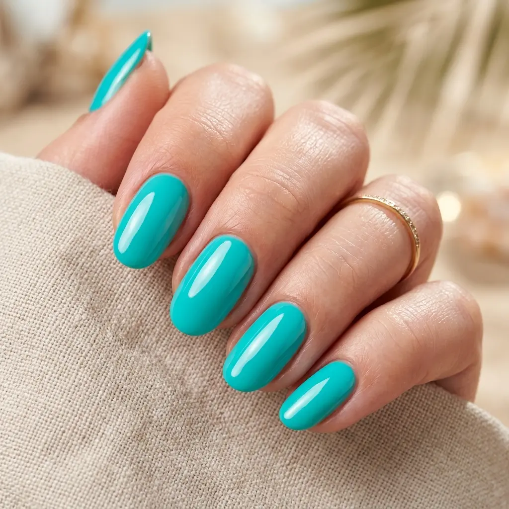 Bright Teal Nails