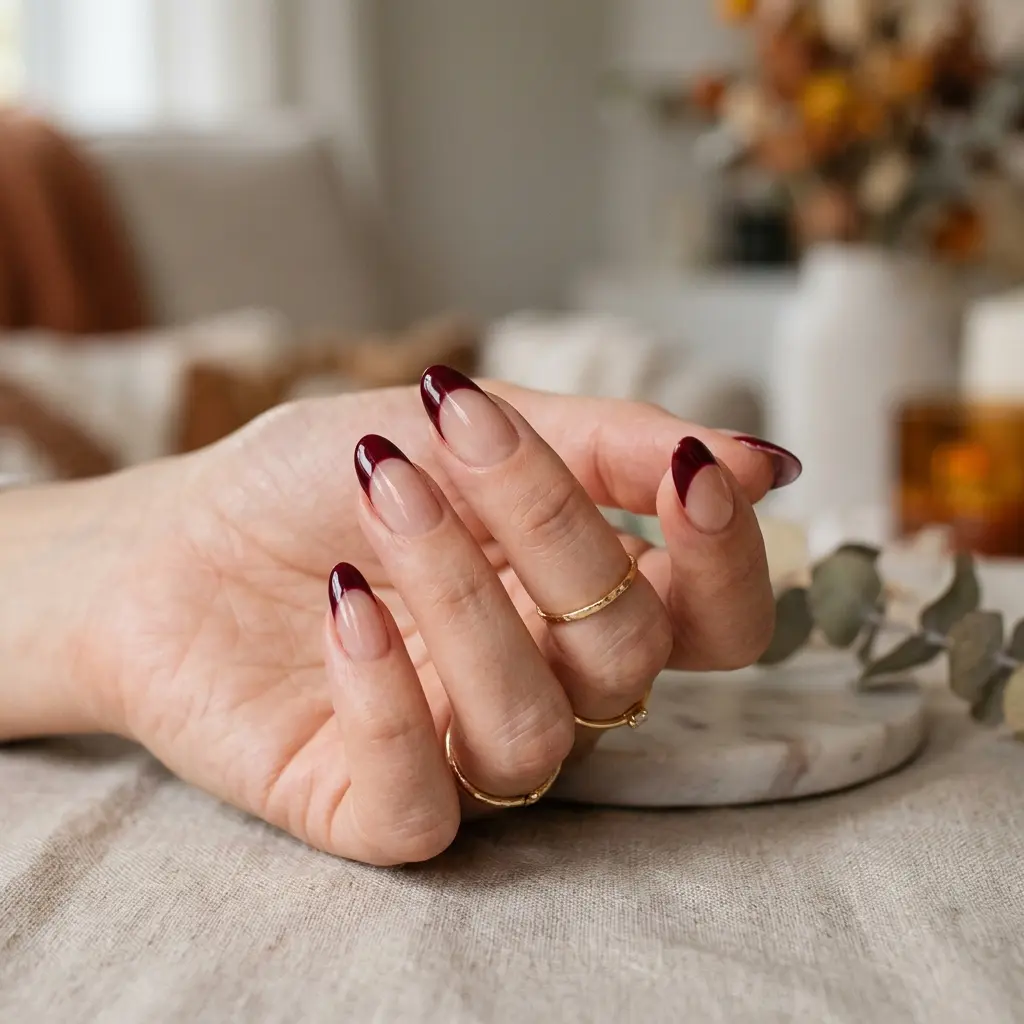 Burgundy French Tips
