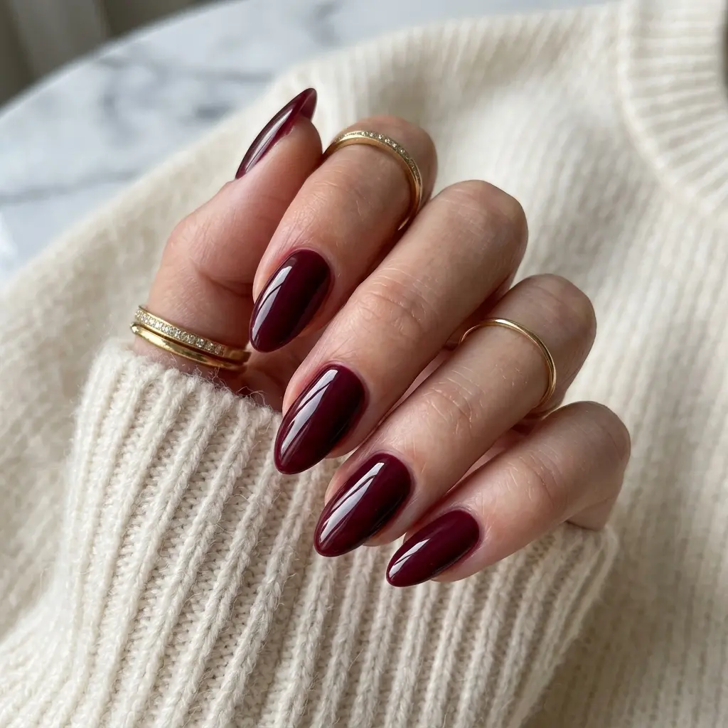 Burgundy Gloss Nails