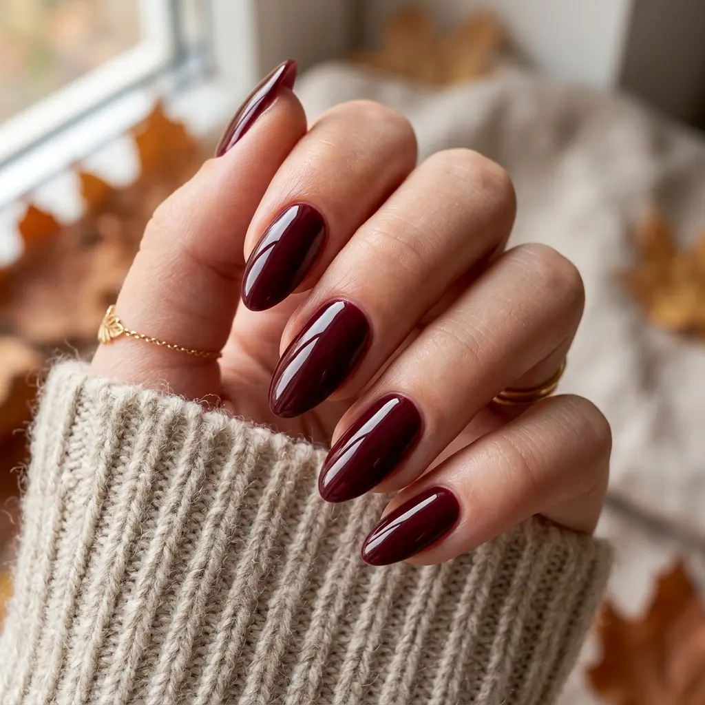 Burgundy Gloss Nails