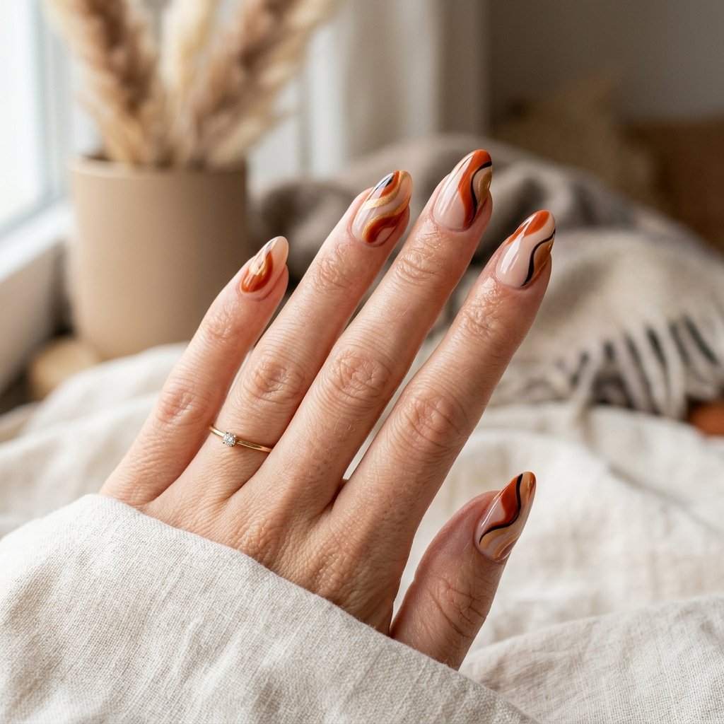 Burnt Orange Abstract Nails