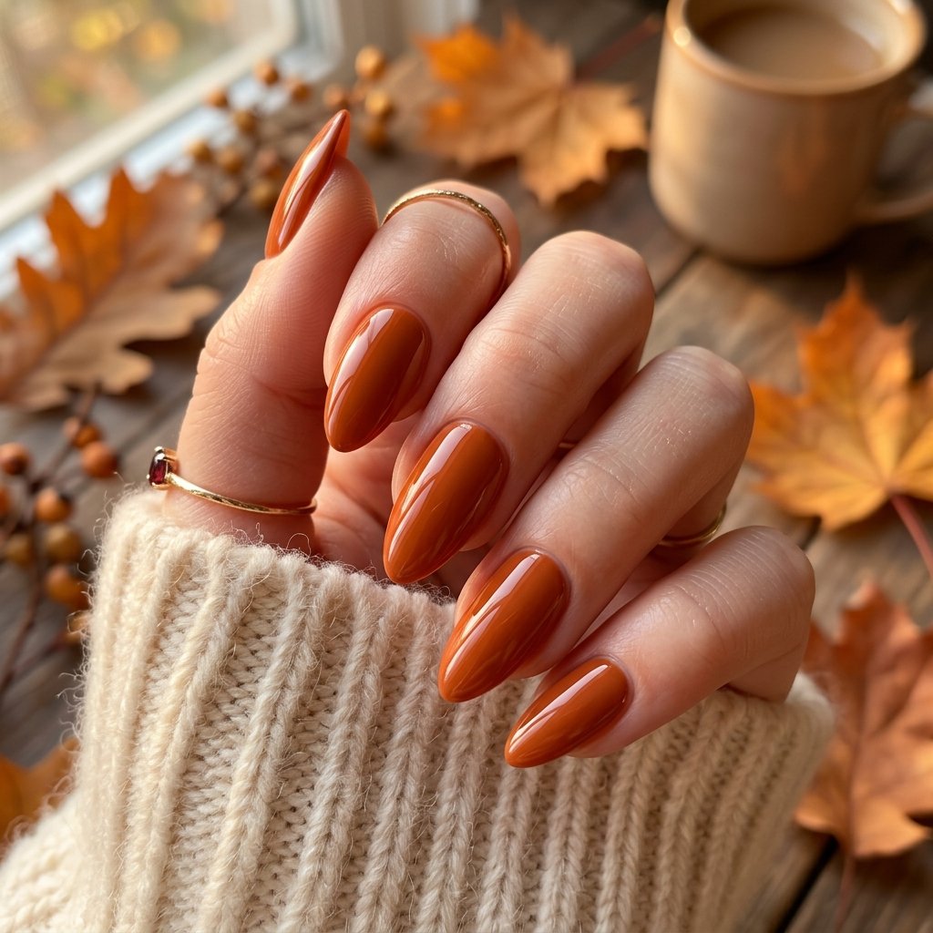Burnt Orange Almond Nails