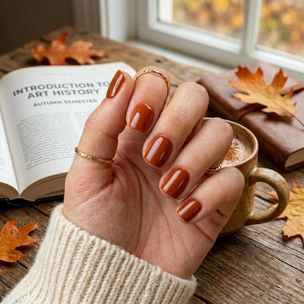 Burnt Orange Short Square Nails